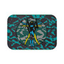 Da Vinci Vitrucvian Space Man  Turquoise Blue Yellow Gray Bath Mat by Neoclassical Pop Art