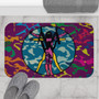 On Sale Da Vinci Colorful  purple orange blue yellow green pink Vitruvuan Space Man Bath Mat by Neoclassical Pop Art