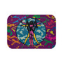 Da Vinci Colorful  purple orange blue yellow green pink Vitruvuan Space Man Bath Mat by Neoclassical Pop Art