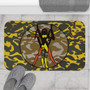 On Sale Da Vinci Vittruvian Space Man  Yellow Orange Gray Bath Mat by Neoclassical Pop Art