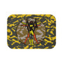 Da Vinci Vittruvian Space Man  Yellow Orange Gray Bath Mat by Neoclassical Pop Art