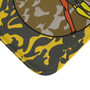 Da Vinci Vittruvian Space Man  Yellow Orange Gray Bath Mat by Neoclassical Pop Art