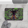 Da Vinci Green Orange Purple and gray  Vitruvian Man Bath Mat by Neoclassical Pop Art