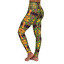 Da Vinci Yellow Cross High Waisted Yoga Leggings by Neoclassical Pop Art
