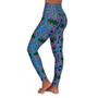Da Vinci  Blue Cross High Waisted Yoga Leggings  by Neoclassical Pop Art