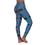 Da Vinci  Blue Cross High Waisted Yoga Leggings  by Neoclassical Pop Art