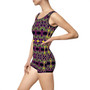 On sale Da Vinci Purple Yellow Cross Women's Vintage Swimsuit by Neoclassical Pop Art