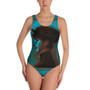 Manet Blue Brown Portrait One-Piece Swimsuit
