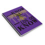 Leonardo Da Vinci  purple yellow Vintruvian man Spiral Notebook Ruled Line by Neoclassical Pop Art