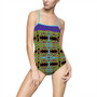 Da Vinci Purple Green blue Alexander Cross Women's One-piece Swimsuit