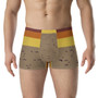 White boxer briefs with abstract birds and sand-colored artwork