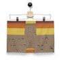 Hanger front Birds and Sand trunks with denser bird pattern on fly panel and earth-tone stripes.