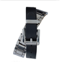 Da Vinci wraparound silver watch straps: black leather and polished silver link bands intertwined.