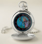 Silver pocket watch with blue Botticelli Venus artwork