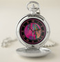 Pink-and-silver pocket watch with Botticelli Venus artwork