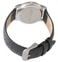 Rear Da Vinci Vitruvian Man watch: stainless caseback, black leather strap with tan lining and buckle.