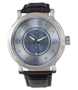 Da Vinci Blue Vitruvian Man Silver Men's Vintage Black Leather Strap Watch