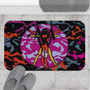 Leonardo Da Vinci Pink Orange Gray Blue  Vitruvian Space Man Bath Mat by Neoclassical Pop Art