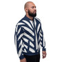 Navy Blue & White Sacred Geometry Bomber Jacket by Neoclassical Pop Art
