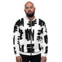 Tea White & Black Pop Sacred Geometry Bomber Jacket  by Neoclassical Pop Art