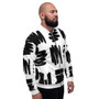 Tea White & Black Pop Sacred Geometry Bomber Jacket  by Neoclassical Pop Art