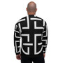Black & White Sacred Geometry Bomber Jacket  by Neoclassical Pop Art