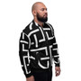 Black & White Sacred Geometry Bomber Jacket  by Neoclassical Pop Art
