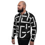 Black & White Sacred Geometry Bomber Jacket  by Neoclassical Pop Art