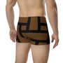 Brown-and-black boxer briefs with sacred geometry and Vitruvian Man artwork