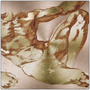 Square Michelangelo Anatomical Adam metal: fractured gold-leaf figure floating on rose-gold brush grain.