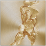 Square Rubens Anatomical Male Figure gold metal: tight rear torso crop etched on circular brushed brass.