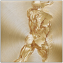 Square Rubens Anatomical Male Figure gold art: high-contrast rear glute-thigh crop on brushed brass.