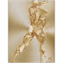 Vertical Rubens Anatomical Male Nude gold art: forward-leaning rear athlete on circular brushed brass.