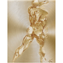 Square Rubens Anatomical Male Nude brass print: classical rear anatomy sketch on circular gold brush.