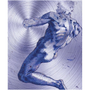 Michelangelo Purple Male Figure Print on Metal by Neoclassical Pop Art