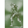 Rubens Anatomical Male Nude Olive Green Print on Metal