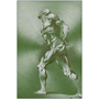 Rubens Anatomical Male Figure Olive Green Print on Metal by Neoclassical Pop Art