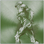 Rubens Anatomical Male Figure Olive Green Print on Metal by Neoclassical Pop Art