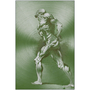 Rubens Anatomical Male Figure Olive Green Print on Metal by Neoclassical Pop Art