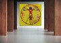 Da Vinci Vitruvian Man  yellow Red Oil on Canvas by Neoclassical Pop Art