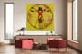 Da Vinci Vitruvian Man  yellow Red Oil on Canvas by Neoclassical Pop Art