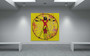 On sale Da Vinci Vitruvian Man  yellow Red Oil on Canvas by Neoclassical Pop Art