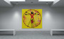 Da Vinci Vitruvian Man  yellow Red Oil on Canvas by Neoclassical Pop Art