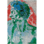 Michelangelo Green Blue red Head of a Man in Profile Fine Art Paper poster by Neoclassical Pop Art
