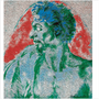 On sale Michelangelo Green Blue red Head of a Man in Profile Fine Art Paper poster by Neoclassical Pop Art