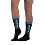 Blue-and-black socks with Goya portrait artwork