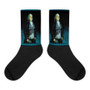 On sale collectible Goya Blue & Black Art portrait  foot socks by Neoclassical Pop Art online designer brand store 