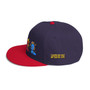 Black-and-red high-profile snapback hat with a multicolor portrait graphic on the front.