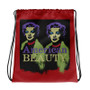 Red, green, purple, and light-blue Marilyn Monroe drawstring bag