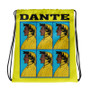 Brown-and-yellow Botticelli Dante drawstring bag with da Vinci Vitruvian Man artwork